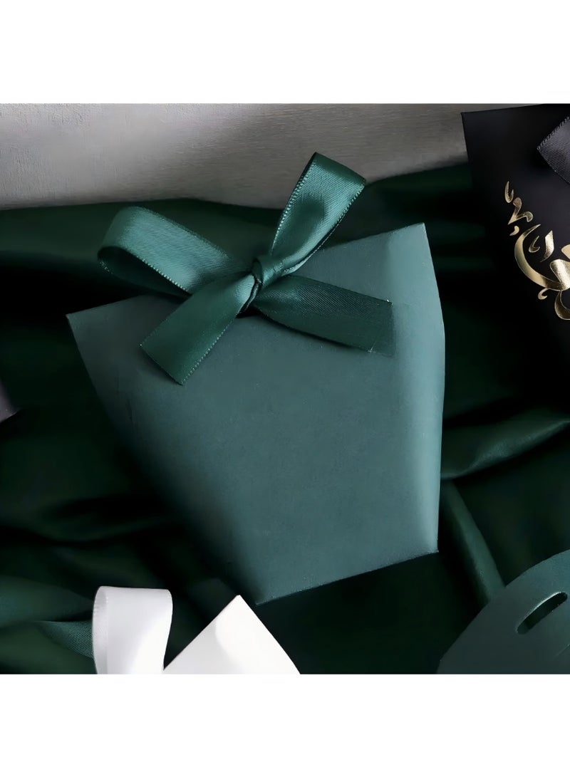 أومون 【30 قطعة】حقيبة هدايا صغيرة 3.9*2.36 بوصة - حقيبة هدايا حفلة حلوى مع شريط فيونك لرمضان والعيد (أخضر داكن) - Image 3